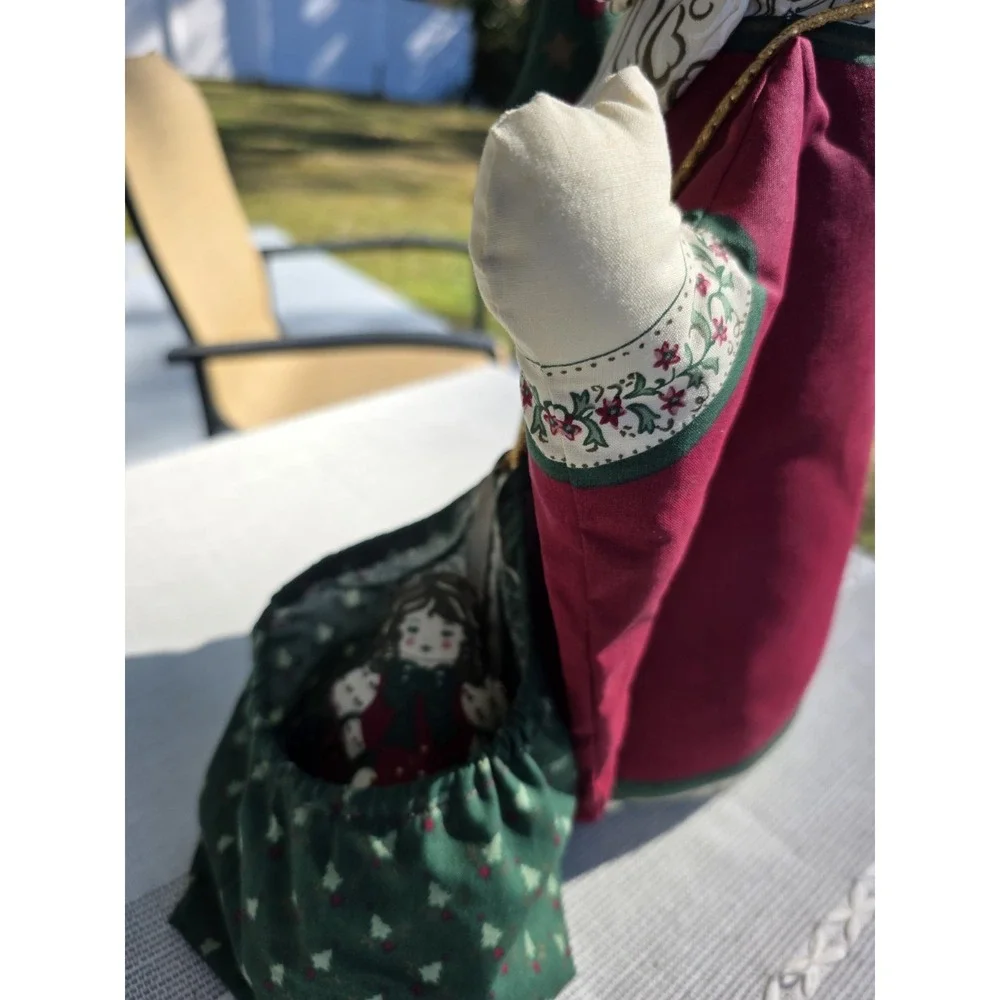 VTG Folk‎ Art Cloth Santa Figure Handmade Fabric Christmas Decor Primitive Gifts